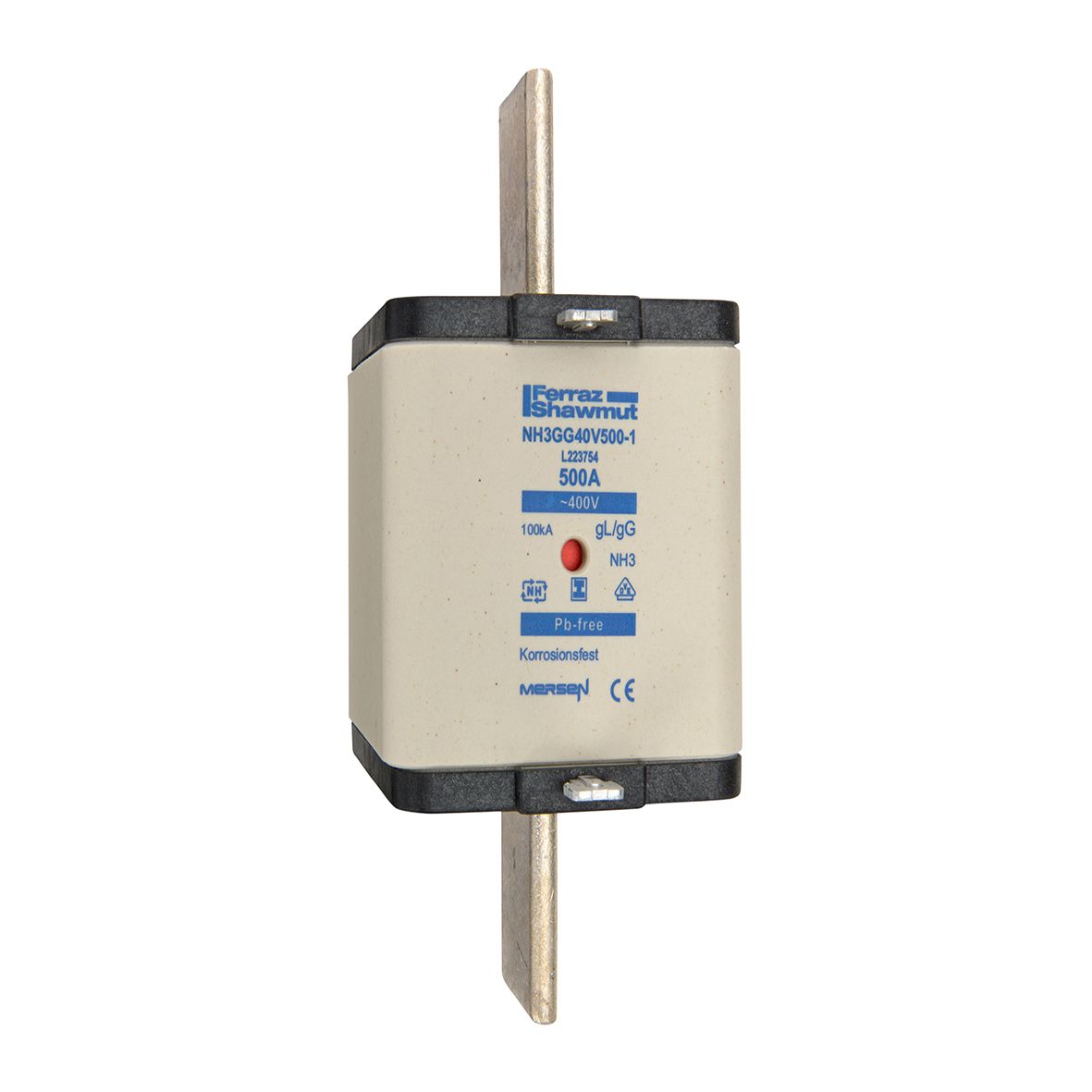 L223754 - NH fuse-link gG, 400VAC, size 3, 500A double indicator/insulated tags